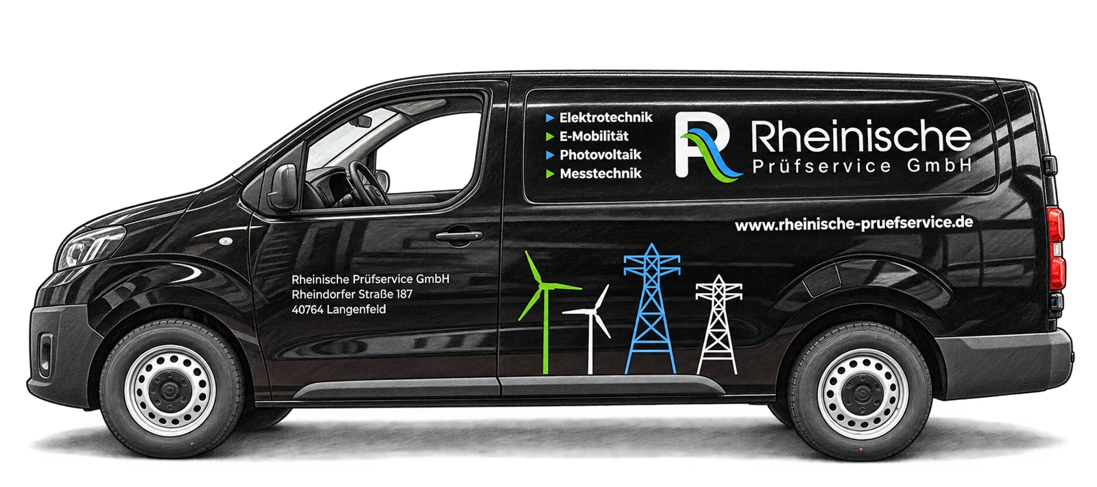 Stilisierte Zeichnung: Transporter der Rheinische Prüfservice GmbH