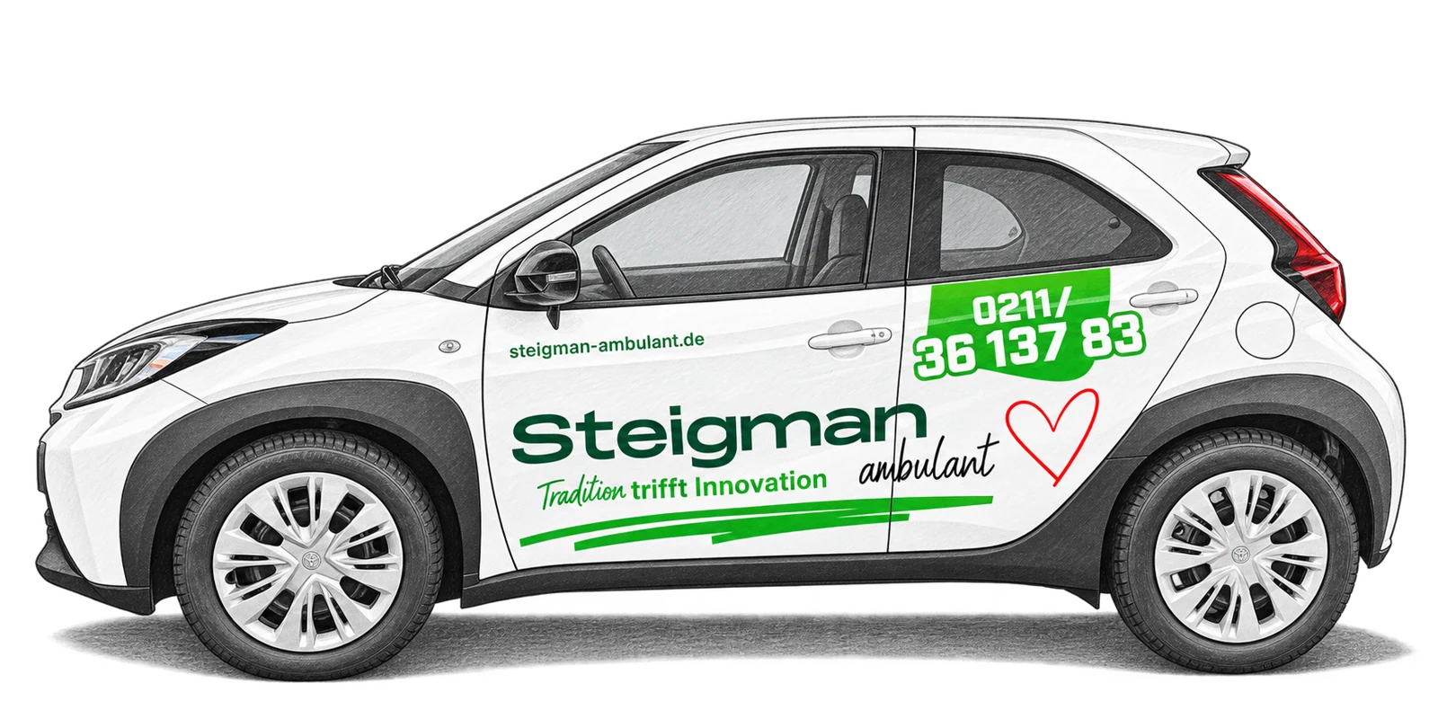 Stilisierte Zeichnung: Steigman ambulant